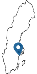 Sverigekarta med pin på Trosa / Map of Sweden showing Trosa location